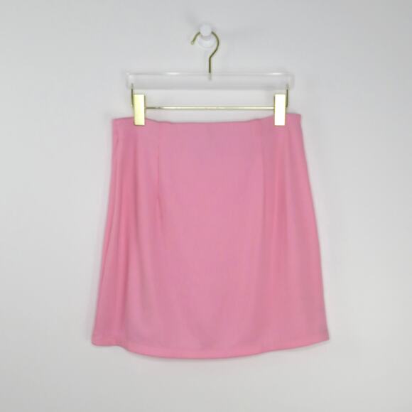 H&M Bubblegum Pink Ribbed Mini Skirt With Side Slit Y2k Medium Barbie - Picture 4 of 6